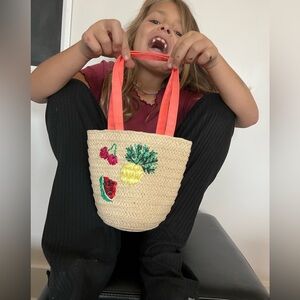 Target Kids Straw Tote with Colorful Embroidery